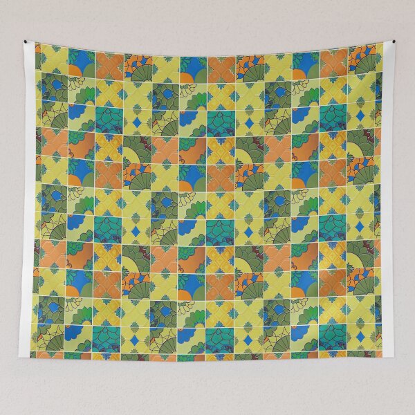 Item preview, Azulejos watercolor tiles yello	 designed and sold by Alessandro Remo Mazzoni Remotextiles.