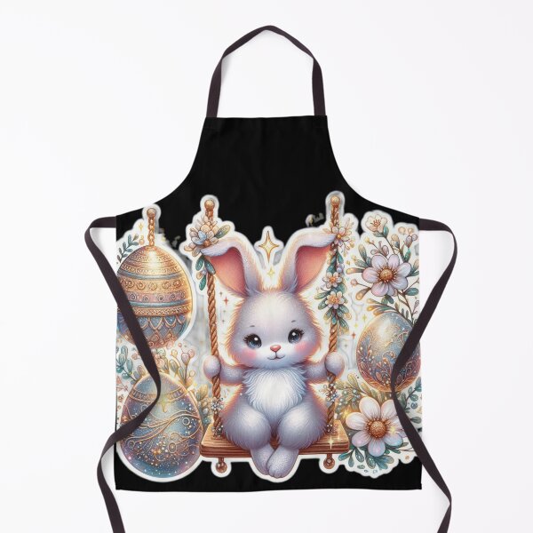 Item preview, rabbit with swing and silver eggs Easter cute sticker designed and sold by Expressions-Sel.