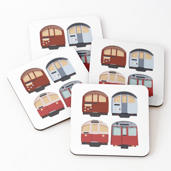Item preview, Old Vintage London Tube Trains, Together, Stock Underground Train Silver Red Vintage Minimal designed and sold by KarenBakerArt.