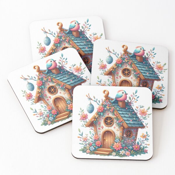 Item preview, birdhouse with bird Easter cute sticker designed and sold by Expressions-Sel.