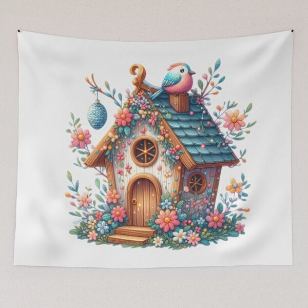 Item preview, birdhouse with bird Easter cute sticker designed and sold by Expressions-Sel.