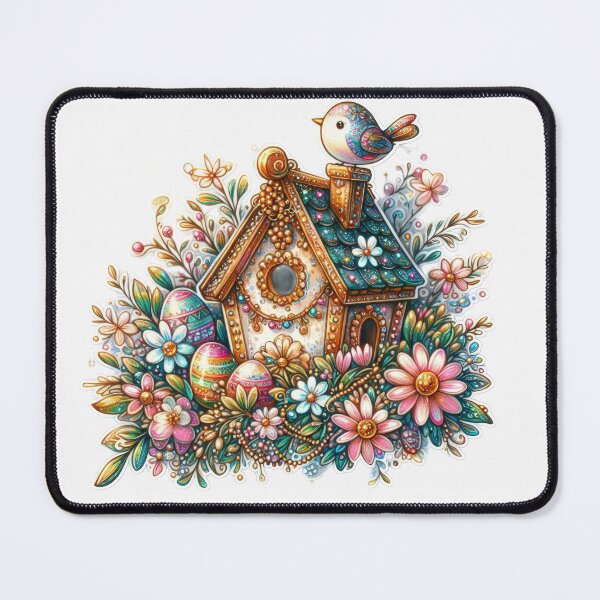 Item preview, birdhouse with bird and flowers Easter cute sticker designed and sold by Expressions-Sel.