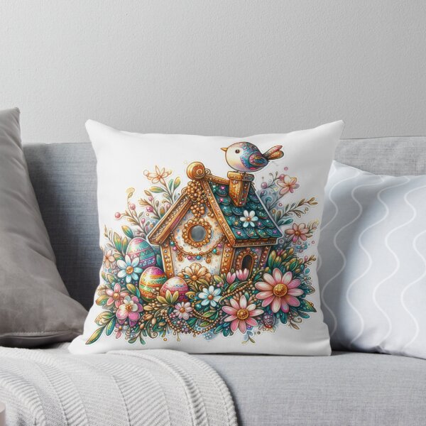 Item preview, birdhouse with bird and flowers Easter cute sticker designed and sold by Expressions-Sel.