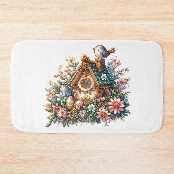 Item preview, birdhouse with bird and flowers Easter cute sticker designed and sold by Expressions-Sel.