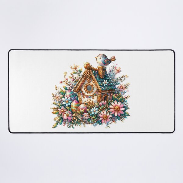 Item preview, birdhouse with bird and flowers Easter cute sticker designed and sold by Expressions-Sel.