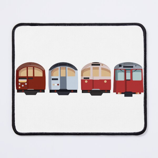 Item preview, Horizontal Old Vintage London Tube Trains, Together, Stock Underground Train Silver Red Vintage Minimal designed and sold by KarenBakerArt.