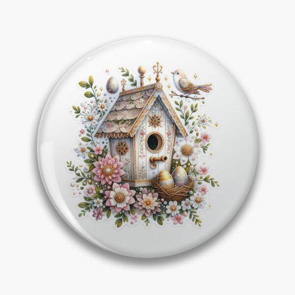 Item preview, white birdhouse with flowers Easter cute sticker designed and sold by Expressions-Sel.