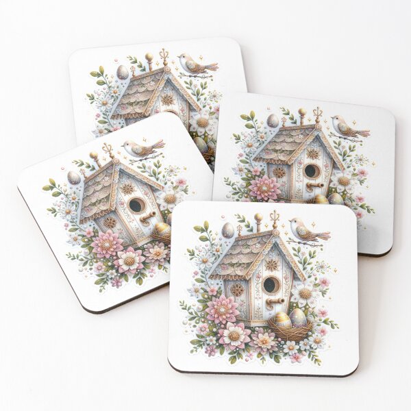 Item preview, white birdhouse with flowers Easter cute sticker designed and sold by Expressions-Sel.