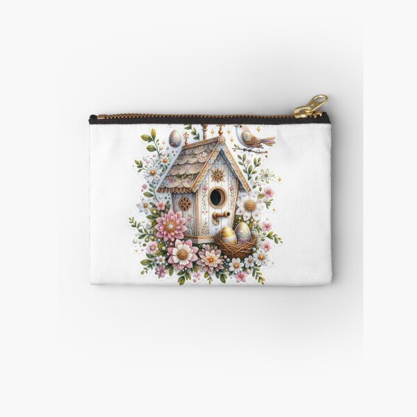 Item preview, white birdhouse with flowers Easter cute sticker designed and sold by Expressions-Sel.