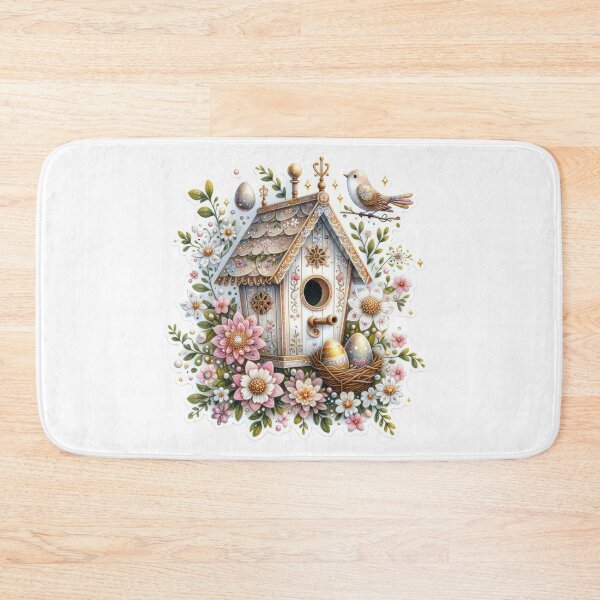 Item preview, white birdhouse with flowers Easter cute sticker designed and sold by Expressions-Sel.