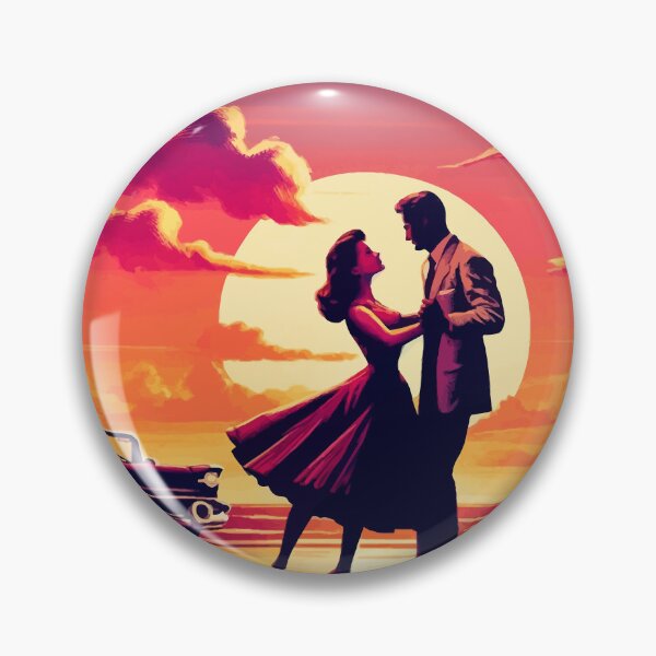 Item preview, Sunset Dance - Retro Romance Beach Art designed and sold by FarBeyound.