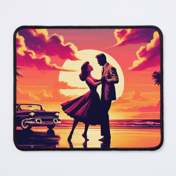 Item preview, Sunset Dance - Retro Romance Beach Art designed and sold by FarBeyound.