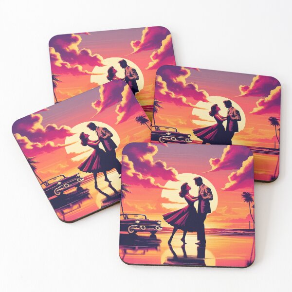 Item preview, Sunset Dance - Retro Romance Beach Art designed and sold by FarBeyound.