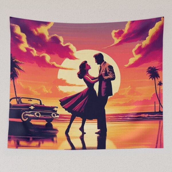 Item preview, Sunset Dance - Retro Romance Beach Art designed and sold by FarBeyound.