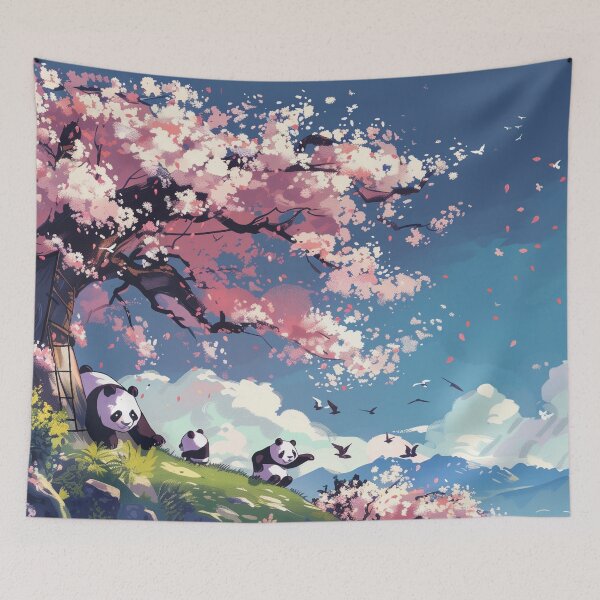 Item preview, Sakura Serenity: Pandas Amidst Blossoms designed and sold by plam50.