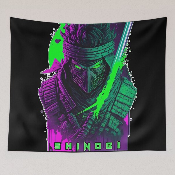 Item preview, Cyberpunk Neon Green & Purple Ninja designed and sold by TondoMeander.