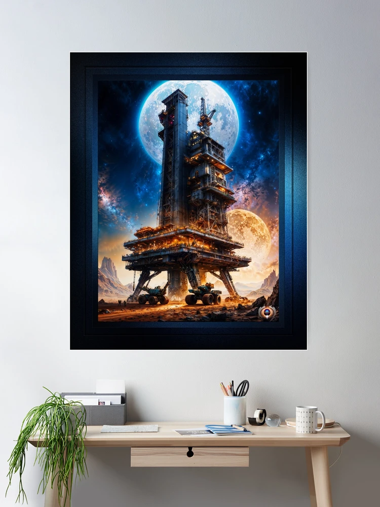 A Drilling Platform On Deblous VII AI Concept Art by Xzendor7 - An Astounding Technological Development 2 A Drilling Platform On Deblous VII Astounding AI Concept Art Portrait by Xzendor7 Room Decor Poster Art Print