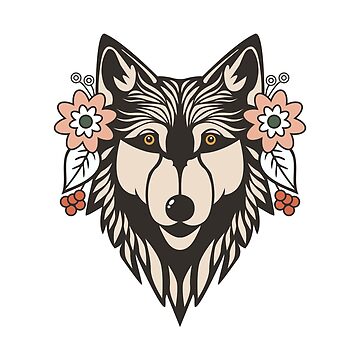 Artwork thumbnail, Floral Wolf Motif by Cosy Fox