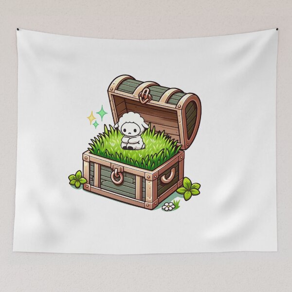 Item preview, A sheep, sitting on the treasure chest with a saddened expression designed and sold by perfect-radius.
