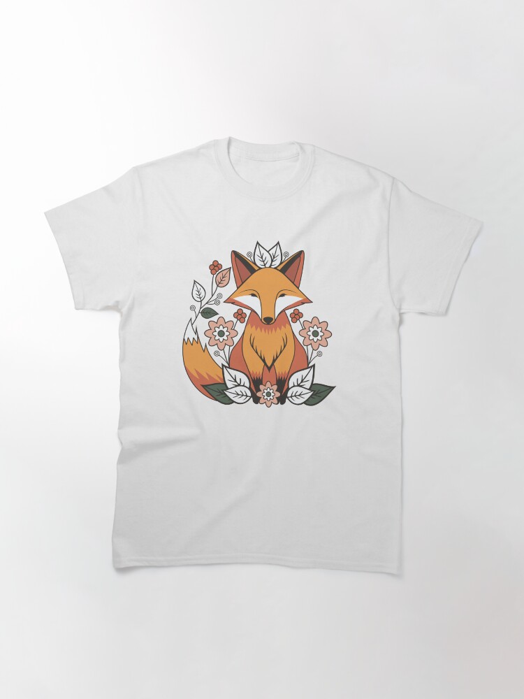 Thumbnail 3 of 7, Classic T-Shirt, Floral Fox Motif designed and sold by JOliverDesigns.