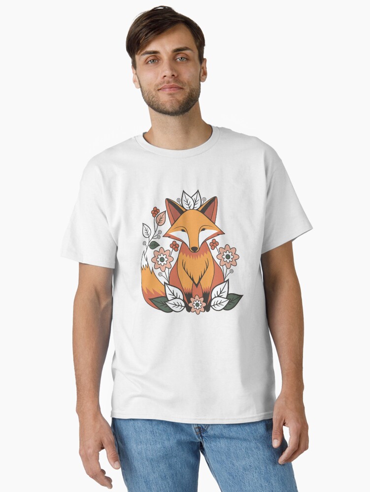 Thumbnail 2 of 7, Classic T-Shirt, Floral Fox Motif designed and sold by JOliverDesigns.