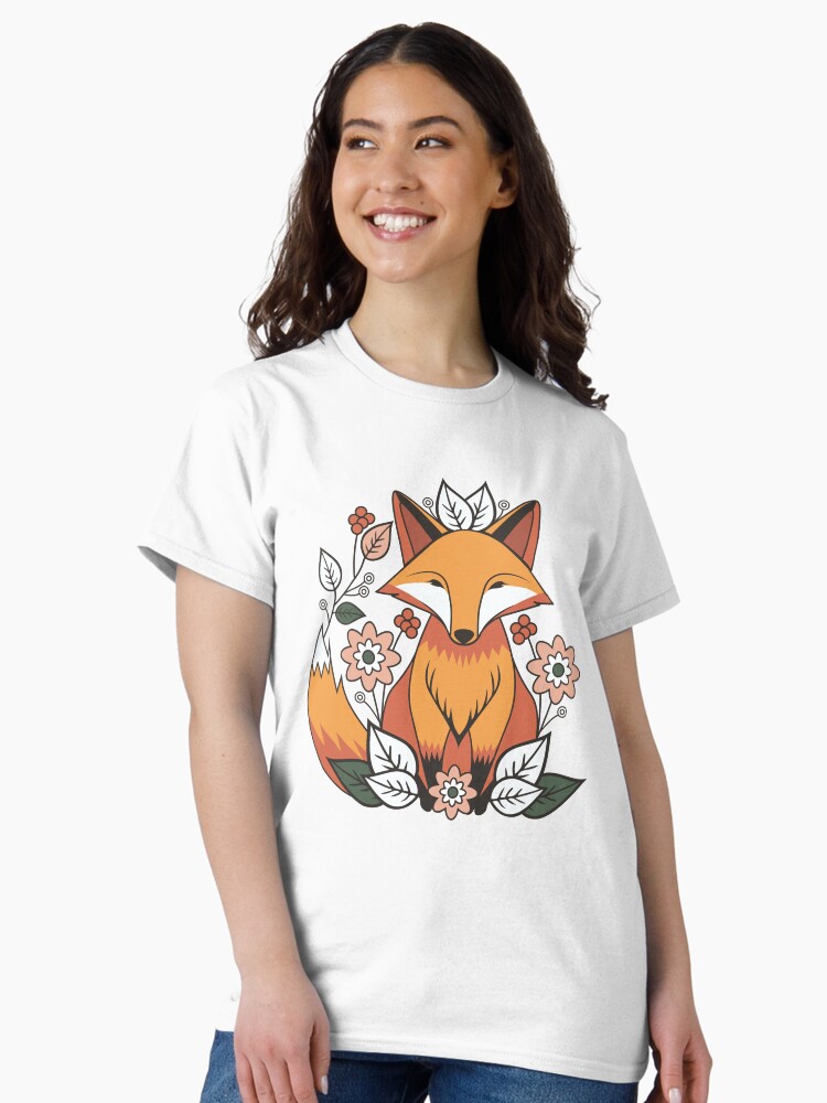 Thumbnail 1 of 7, Classic T-Shirt, Floral Fox Motif designed and sold by JOliverDesigns.