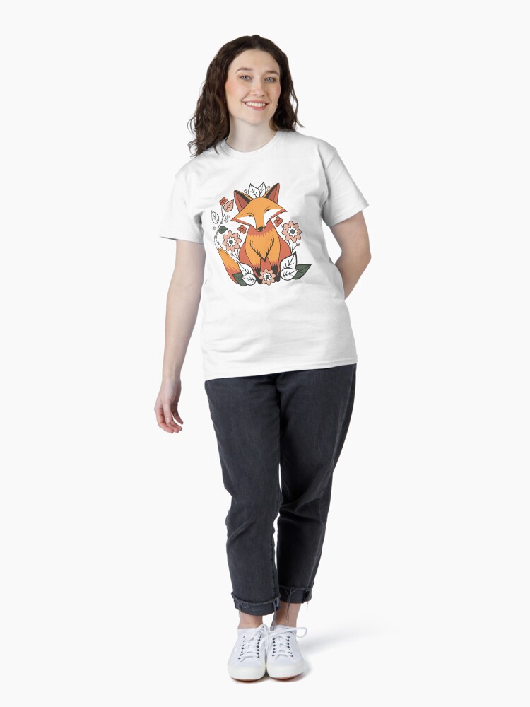Thumbnail 4 of 7, Classic T-Shirt, Floral Fox Motif designed and sold by JOliverDesigns.