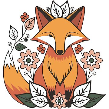 Artwork thumbnail, Floral Fox Motif by Cosy Fox