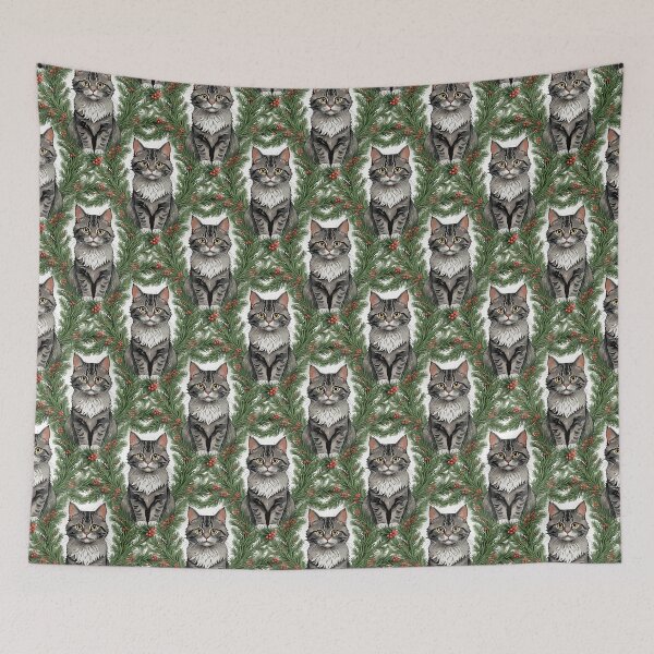 Item preview, Cute Maine Cat With Pine Pattern designed and sold by taiche.