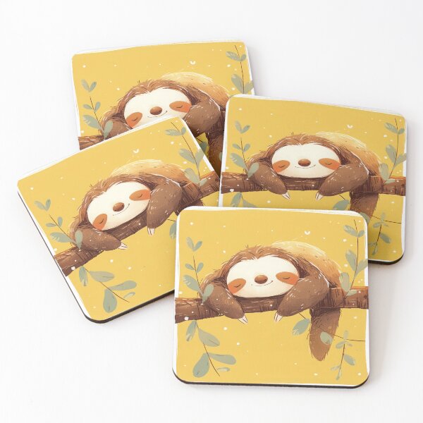Item preview, Cute, lazy sloth sleeping on tree  designed and sold by JoyfulNat.