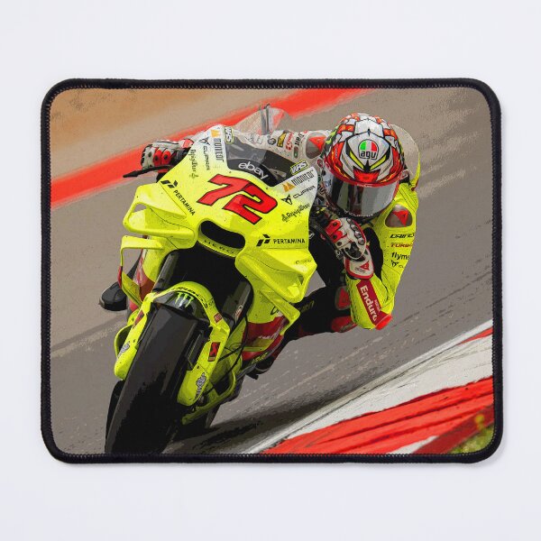 Item preview, Marco Bezzecchi racing through the corners on his 2024 MotoGP motorcycle abstract designed and sold by Rodissimus1984.
