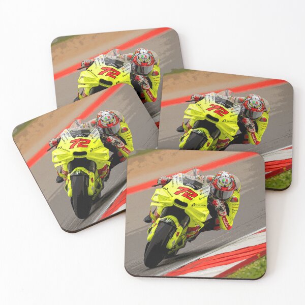 Item preview, Marco Bezzecchi racing through the corners on his 2024 MotoGP motorcycle abstract designed and sold by Rodissimus1984.
