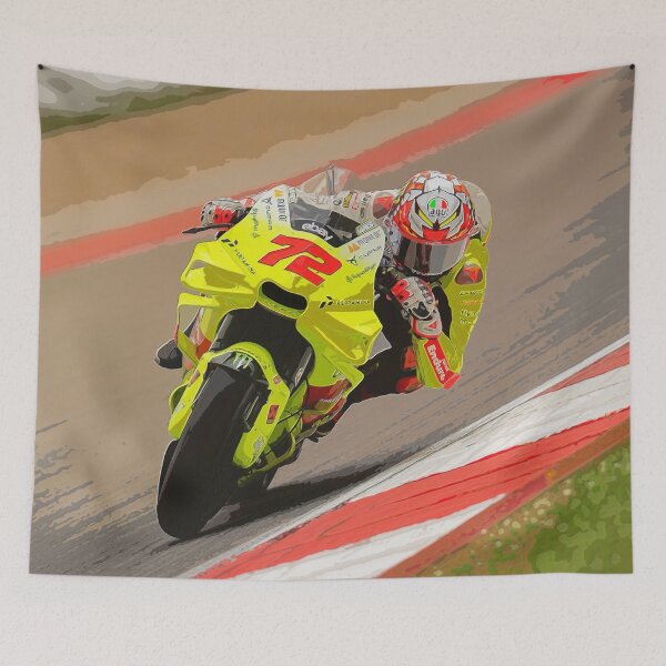 Item preview, Marco Bezzecchi racing through the corners on his 2024 MotoGP motorcycle watercolor designed and sold by Rodissimus1984.