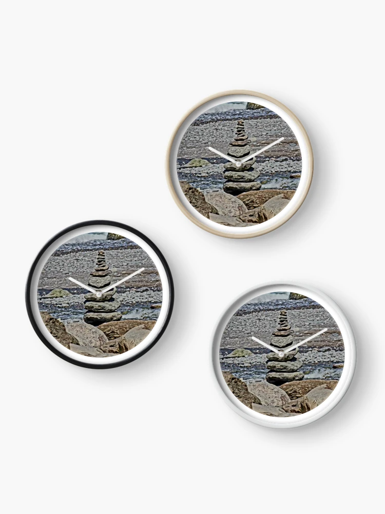 Thumbnail 3 of 4, Clock, Stone Stack designed and sold by SolsticeMoonSP.