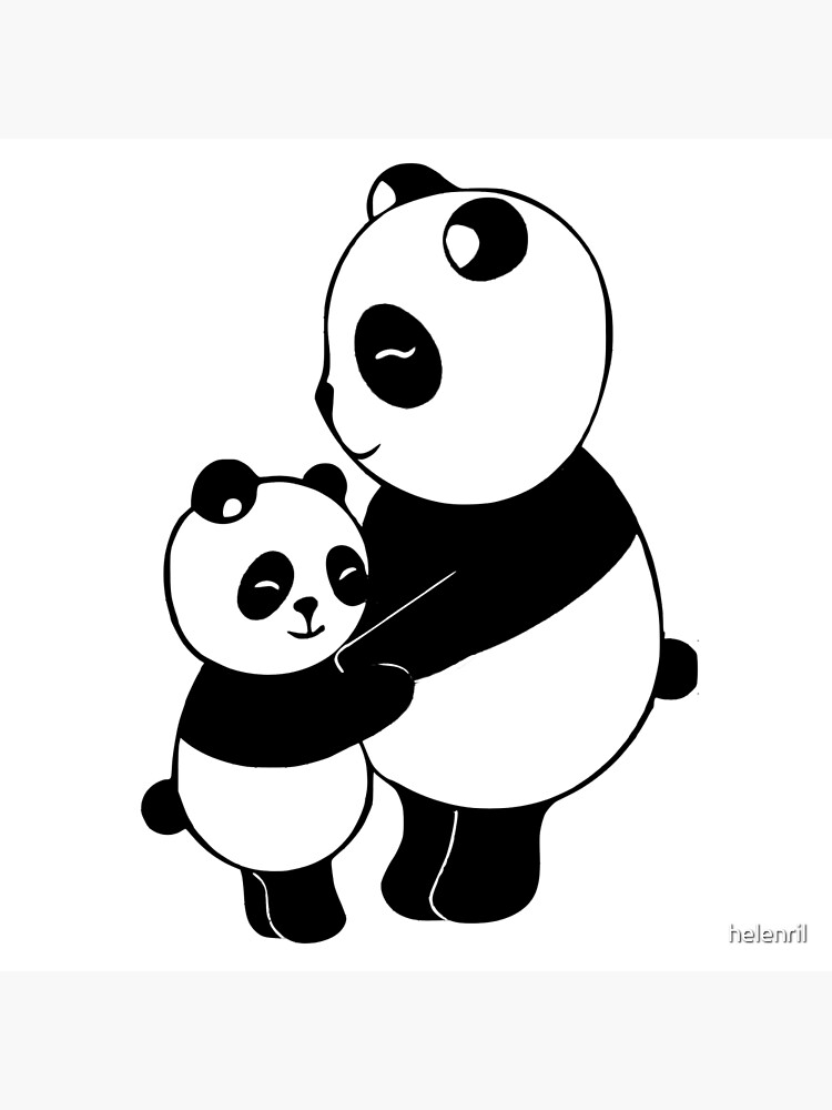 Cute Mama Baby Panda Bear Art Board Print By Helenril Redbubble