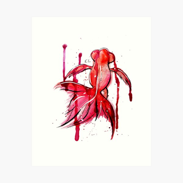 Item preview, Pink and Red Watercolor Splatter Goldfish designed and sold by GhostoftheSea.