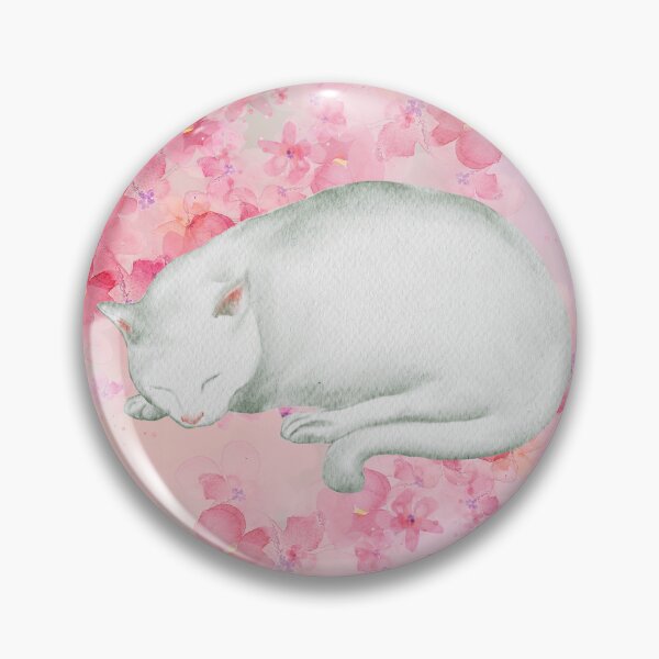 Item preview, White Cat with Pink Flowers designed and sold by sierralimawisky.