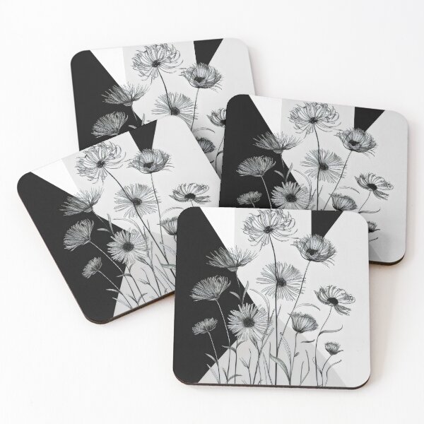 Item preview, Black And White Flower Artwork, Delicate Illustration, BW Botanical Design artful minimalism, designed and sold by WatermelonPink.