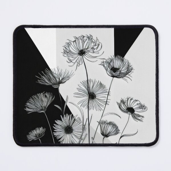Item preview, Black And White Flower Artwork, Delicate Illustration, BW Botanical Design artful minimalism, designed and sold by WatermelonPink.