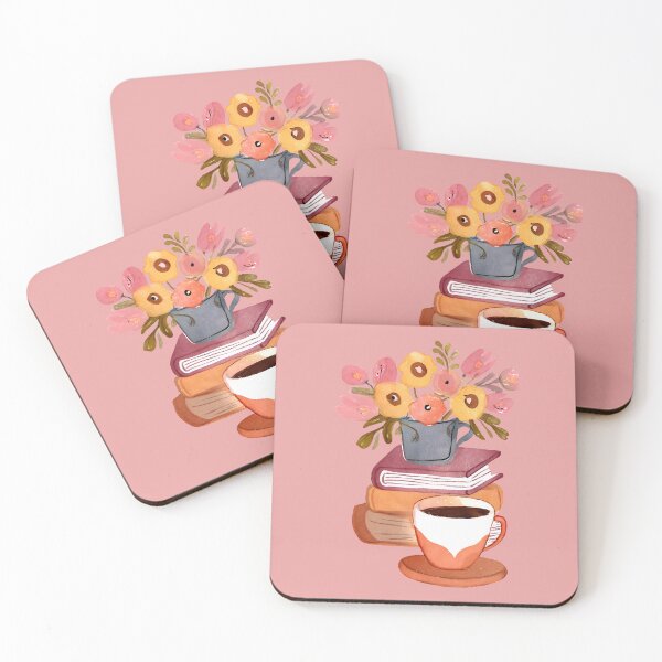 Item preview, Cute Watercolor Books Flowers and Coffee Cup designed and sold by FarmOfCuties.