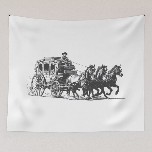 Item preview, Wild West, stagecoach pulled by three horses, Western designed and sold by GabbyKI261.
