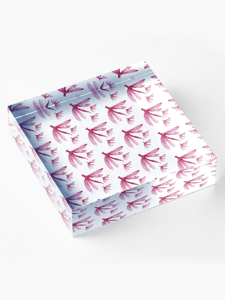 Thumbnail 4 of 5, Acrylic Block, Raspberry Dragonfly Pattern designed and sold by PatternCreators.