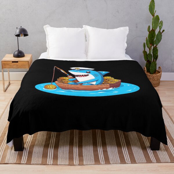 Item preview, a cute shark fishing for bitcoins designed and sold by CryptoFunMerch.