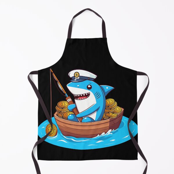 Item preview, a cute shark fishing for bitcoins designed and sold by CryptoFunMerch.