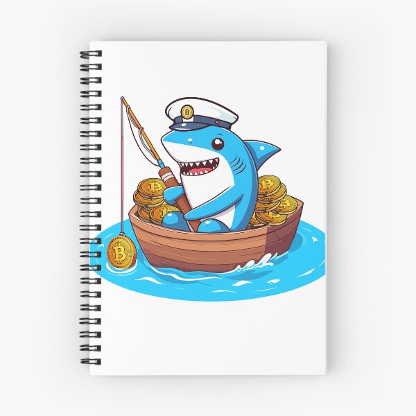 Item preview, a cute shark fishing for bitcoins designed and sold by CryptoFunMerch.
