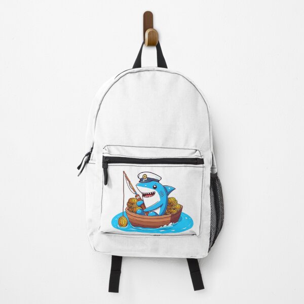 Item preview, a cute shark fishing for bitcoins designed and sold by CryptoFunMerch.