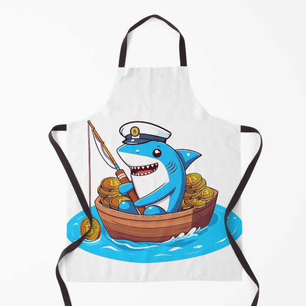 Item preview, a cute shark fishing for bitcoins designed and sold by CryptoFunMerch.