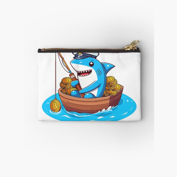 Item preview, a cute shark fishing for bitcoins designed and sold by CryptoFunMerch.