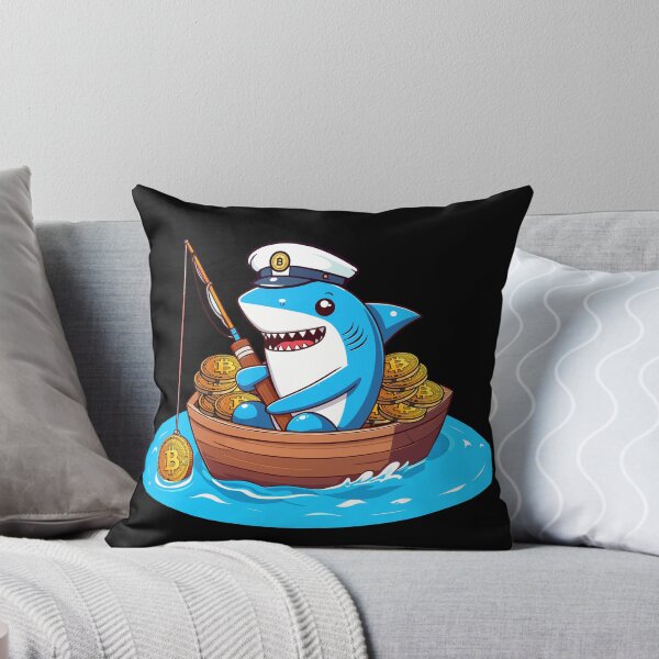 Item preview, a cute shark fishing for bitcoins designed and sold by CryptoFunMerch.