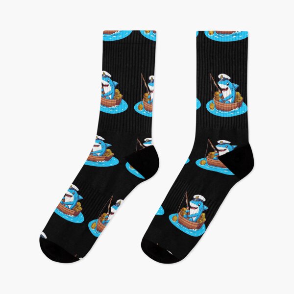 Item preview, a cute shark fishing for bitcoins designed and sold by CryptoFunMerch.